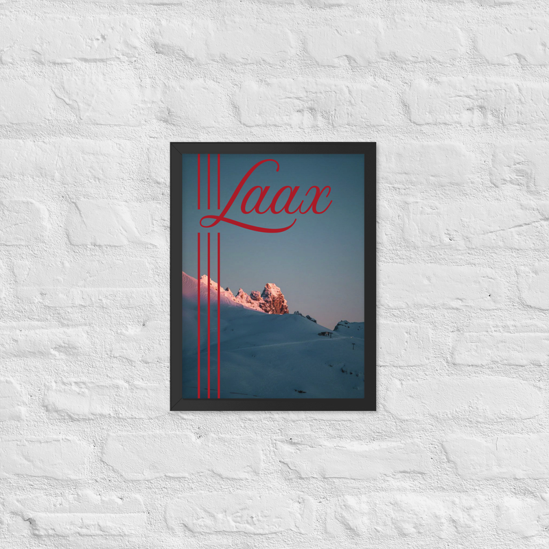 LAAX Sunset Poster – Black frame, 30×40 cm