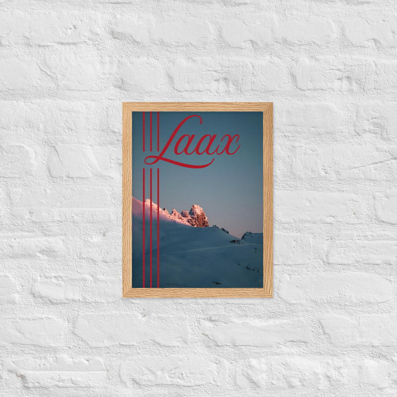 LAAX Sunset Poster – Oak frame, 30×40 cm